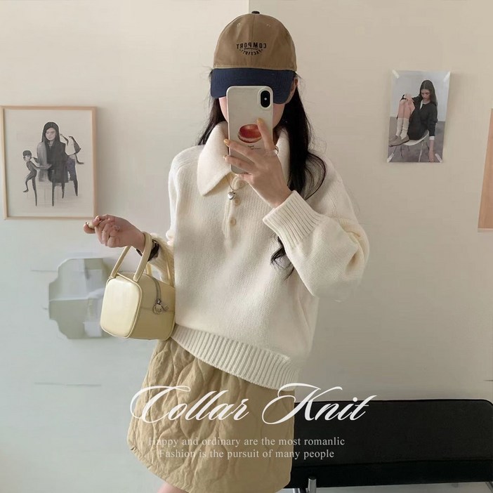 순이 C.여성 솜사탕 카라넥 루즈핏 니트