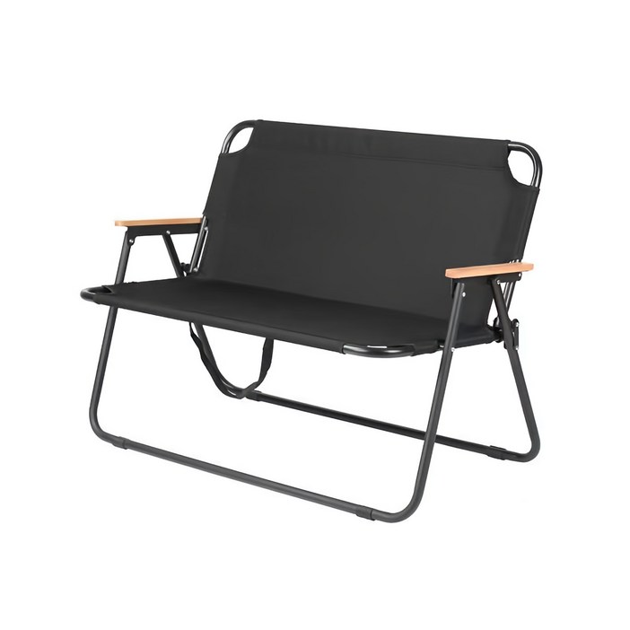 접이식 캠핑의자 2인용 야외 캠핑 낚시용 휴대용 경량 간이의자 캠핑용품 테이블 세트, 1개, 블랙