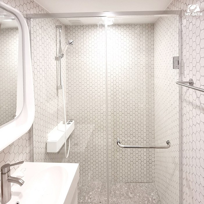 (시공포함) 서울,인천,경기(일부지역추가금 발생) 2쪽 여닫이 강화 유리 샤워부스 / 맞춤 제작 및 디자인 변경 철거 가능 시공 설치 전문 업체 KS 인증 국산 유리 사용