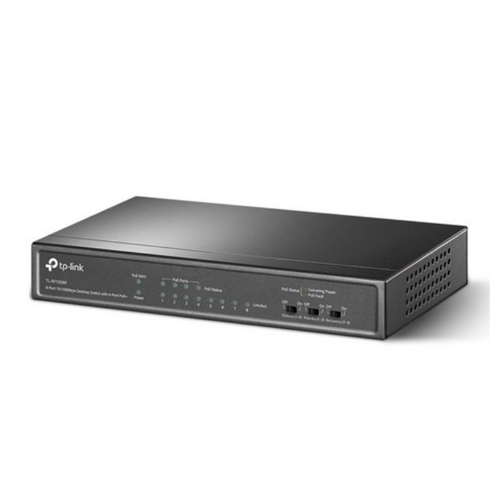 티피링크 8포트 10 / 100Mbps 데스크톱 4 PoE+ 스위칭허브, (8포트)TL-SF1008P, 1개