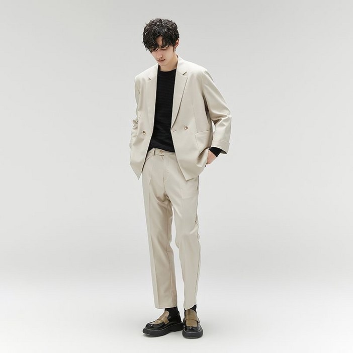 휠렉스 남성 더블 자켓 정장 세트 루즈핏 슬랙스 투피스 봄 오피스룩 J275