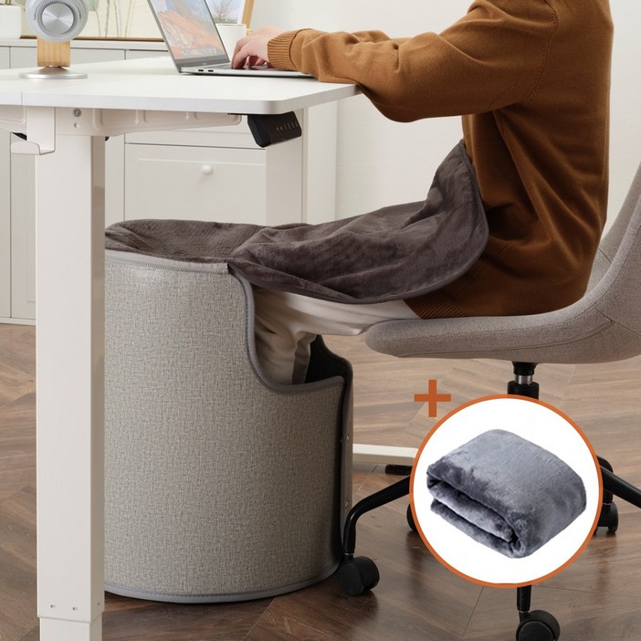 MOOZ 원형 접이식 발난로 파티션 전기히터 사무실 캠핑발난로, 그레이