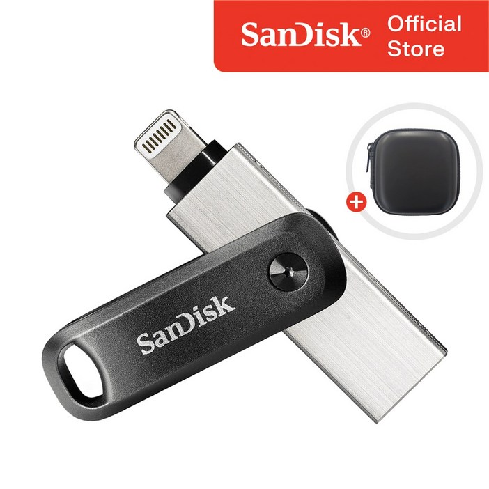 샌디스크 iXpand Go 아이폰 아이패드 8핀 전용 OTG USB 3.0 메모리 / USB 보관 케이스, 256GB