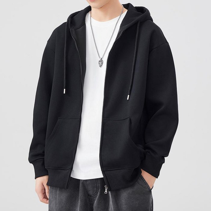 리치블랑 남녀공용 특양면 오버핏 빅사이즈 무지 긴팔 후드집업