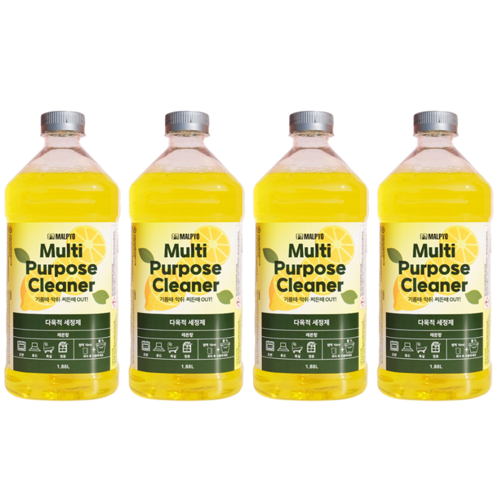 말표 다목적 세정제 레몬향 1.88L 4개 애견 동물 화장실 악취 냄새제거 탈취 파인솔, 4개, 1.9L