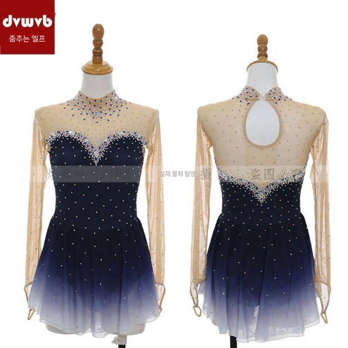 피겨복 스케이트 연습복 피겨 훈련복 의상 스케이팅 피겨연습복, 1. 블루
