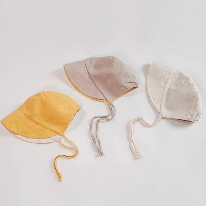 당일발송 아기 여름 보넷 무지 양면 린넨 챙모자 여아 남아 벙거지 썬햇 해빛가리개