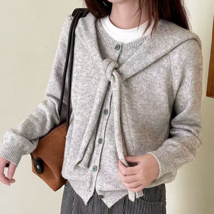 cammello 데일리 어깨 숄 레이어드 니트 가디건 세트 출근룩 데이트룩