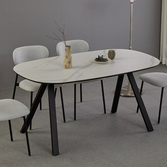 포블리스 AERIN 세라믹 포세린 식탁, 블랙, 4인용