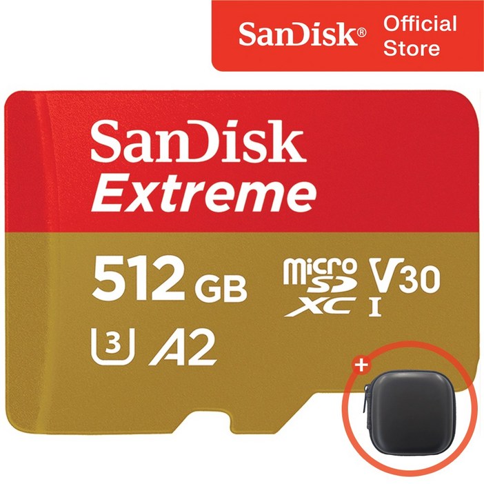 샌디스크 익스트림 마이크로 SD 카드  메모리 케이스, 512GB, 1개