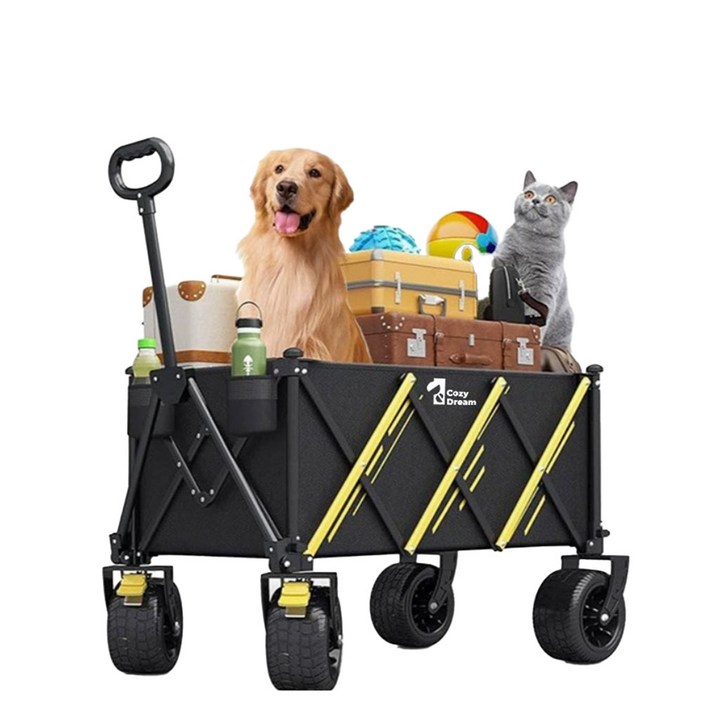 코지드림 아웃도어 접이식 캠핑 웨건 다용도 폴딩 카트, 1개, 블랙