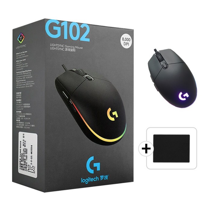 로지텍 G102 2세대 마우스 유선 게이밍 병행 정품박스 스토리링크 마우스패드