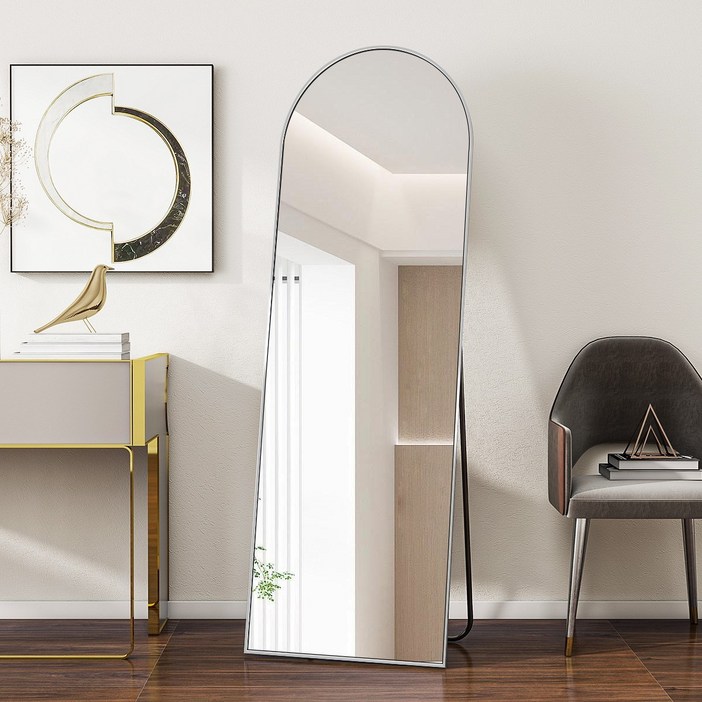 뷰티피크 3in1 스탠드 벽걸이 거치형 강화안전유리 아치형 전신거울, 실버