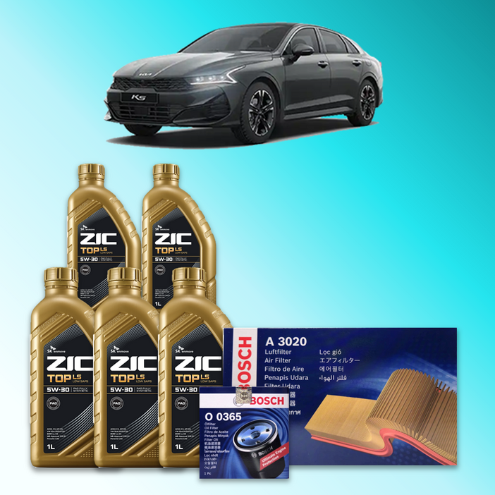 K5 DL3 2.0 가솔린 엔진오일세트 SK 지크 탑 LS 5W30 ZIC TOP LS