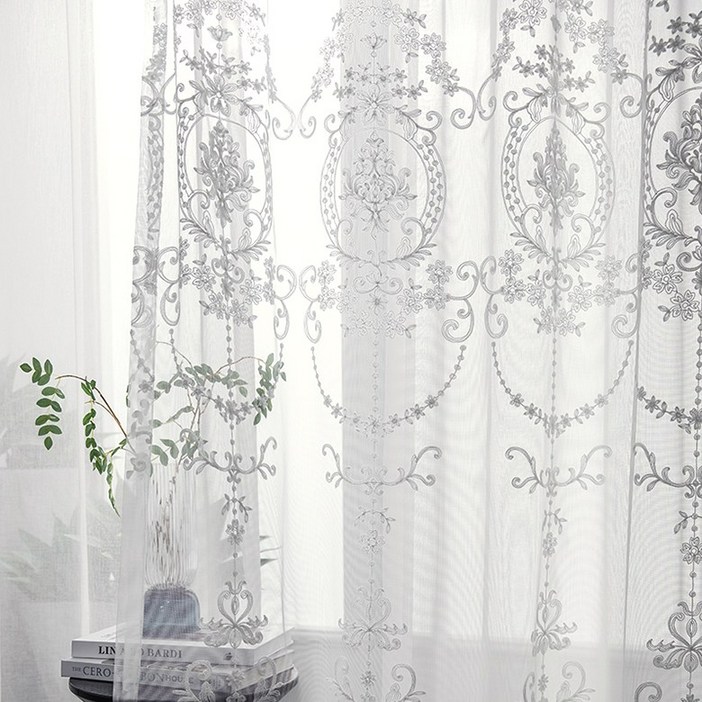 레이스커튼 자수 거실커튼 아일렛형 2p