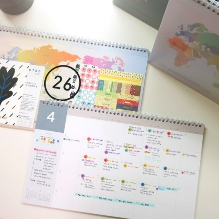 GMZ건망증 2026 월드와이드 스케줄러 _ 데스크대형캘린더, 회사스케줄러 스터디플래너, 오로라