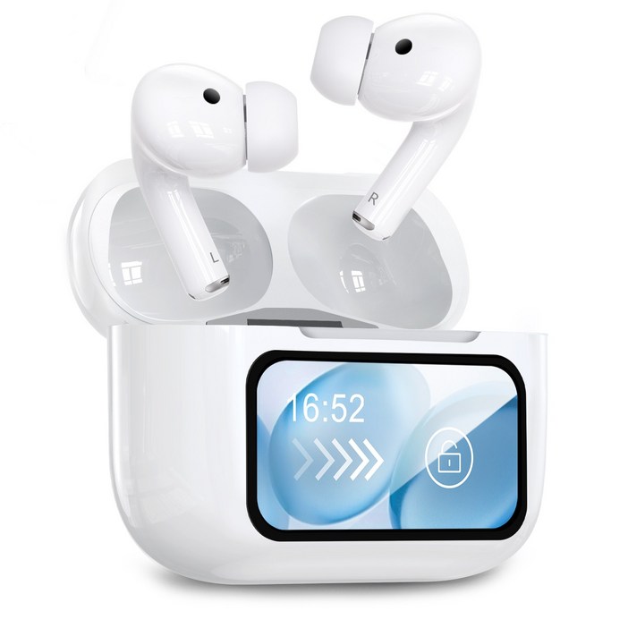 OMIIYA 터치스크린 디스플레이 무선 블루투스 이어폰 커널형 ANC 노이즈캔슬링 고음질