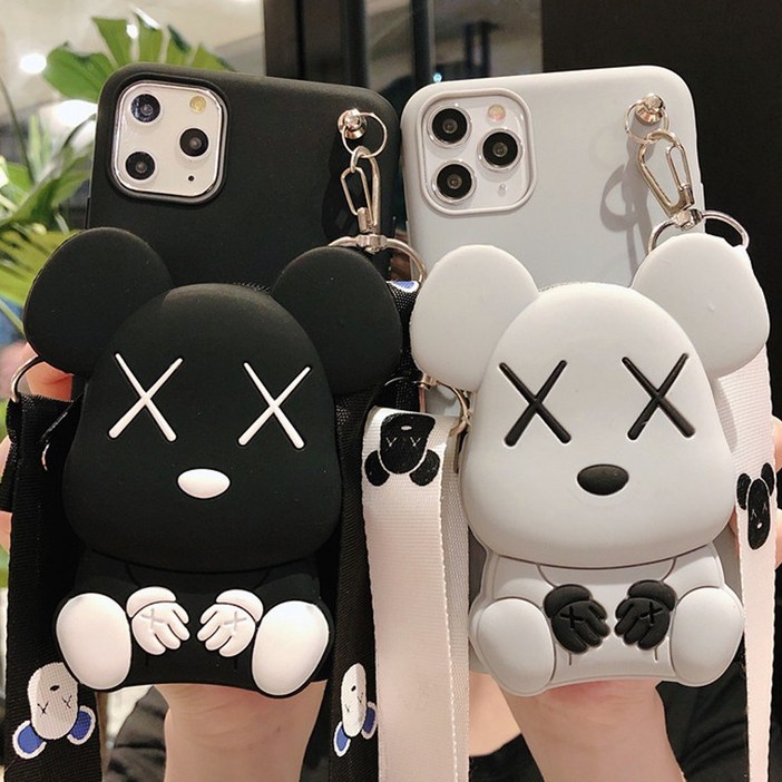 사은품갤럭시 A14 A34 A54 A33 A23 A32 곰돌이 캐릭터 귀여운 동전 소품 수납 지갑 포켓 스트랩 목걸이 줄 실리콘 키즈폰 케이스