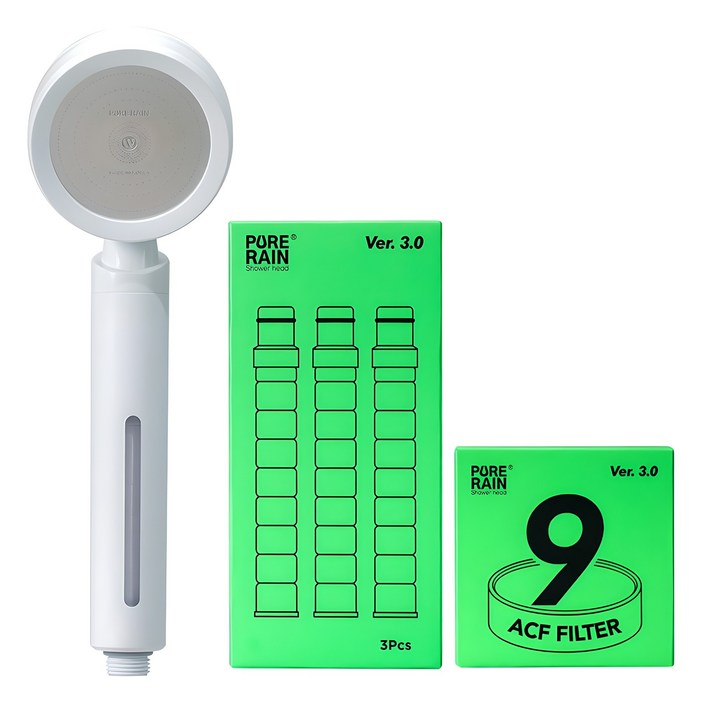 퓨어레인 3세대 9W PRO 필터 샤워기 실속 패키지, 1개, 화이트