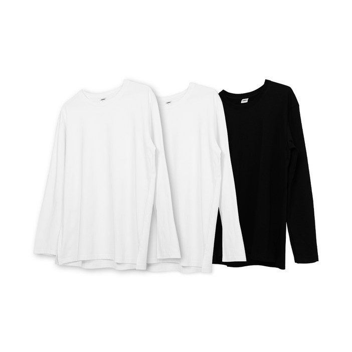 시미오 남녀공용 무지 옆트임 레이어드 긴팔 티셔츠 고중량 20수