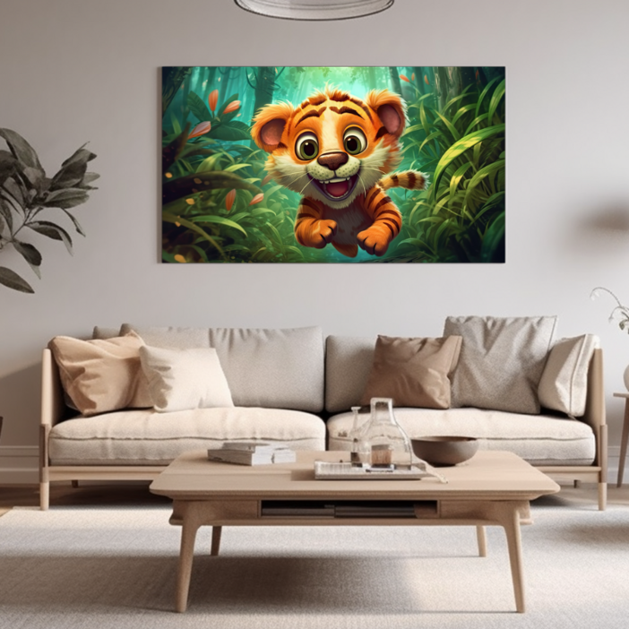 MP 거실 인테리어 부자되는 어린이 만화 호랑이 밀림 숲속 가로 그림 No.101