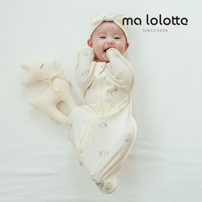 마롤로뜨 통잠 스와들 업다운지퍼 신생아 나비잠자세 꼬물이