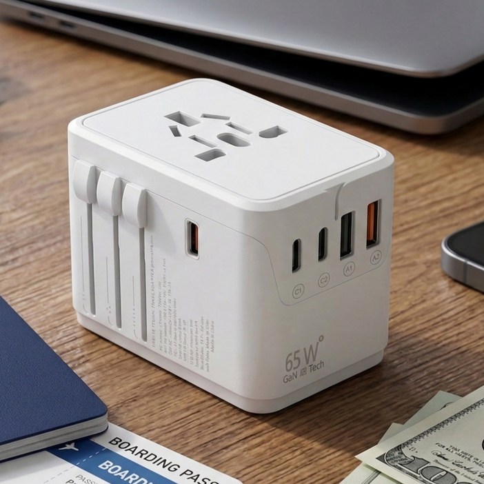 소프트엣지 고속충전 PD65W 해외 여행용 멀티어댑터, 1개, 65W화이트