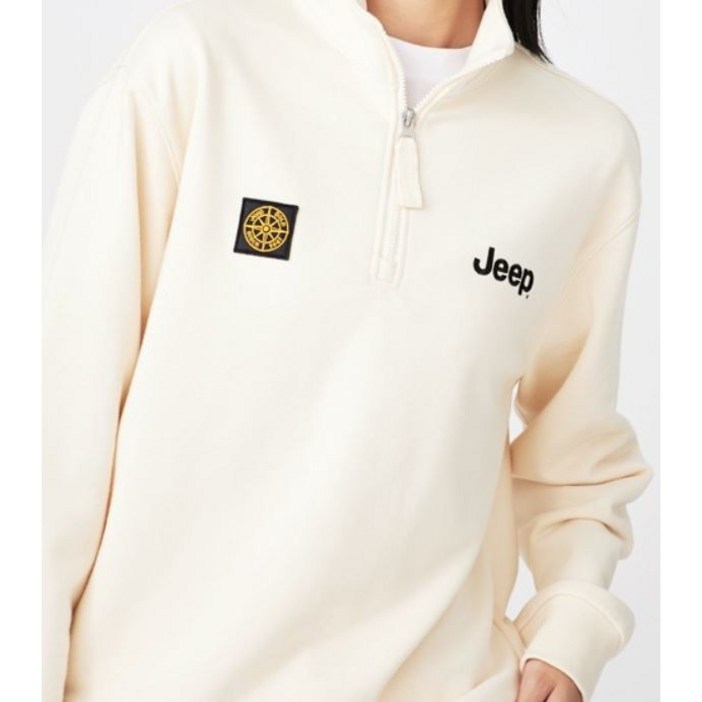 Jeep 한정수량 남녀공용 나침반 와펜 반넥 맨투맨 티셔츠