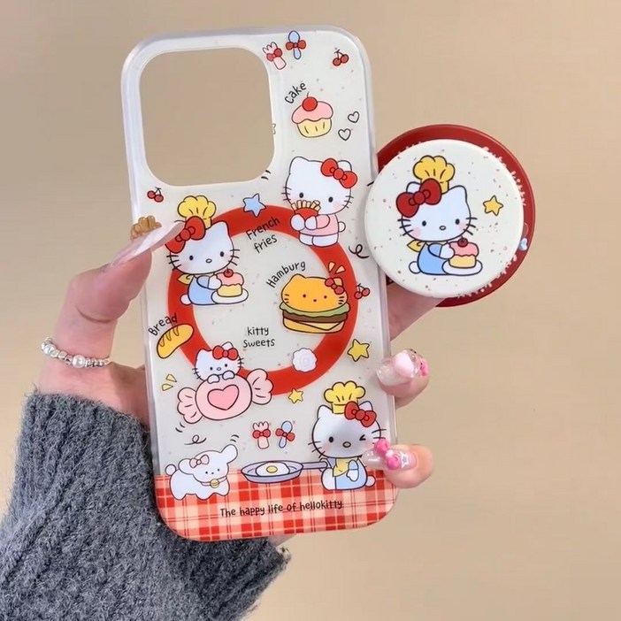 귀여운  케익 쿠킹 키티 삼성 갤럭시  울트라 케이스 맥세이프 +그립톡 자석 업그레이드