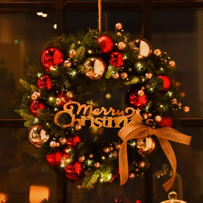 더라임코리아 브론즈골드메리 리스 50cm 크리스마스 장식 벽장식 소품