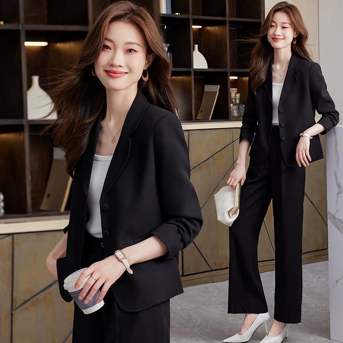 패션고리 여성 카라넥 고급 정장 수트 투피스 H1061