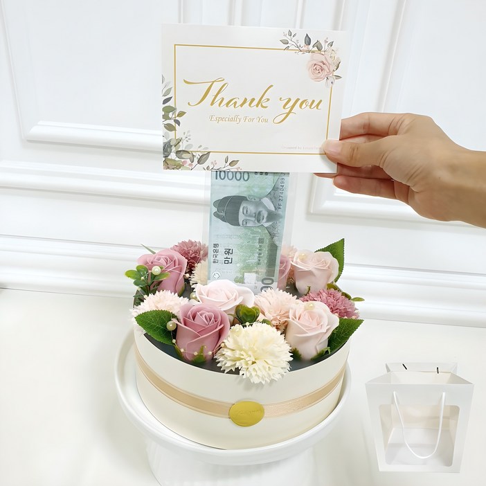 러블리팜 조화 비누꽃 반전 용돈 케이크