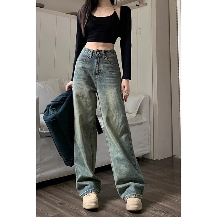 천사마음 여성용 롱기장 와이드 청바지 천사마음 여성용 롱기장 와이드 청바지