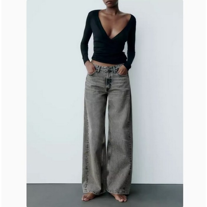 ZARA 여자 신상 와이드핏 청바지 캐주얼 데님팬츠 3Y1007