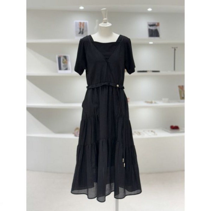 백화점 [듀엘] 여성 백 와펜 티셔츠 티어드 레이어드 원피스 (D242MSE056) 아울렛