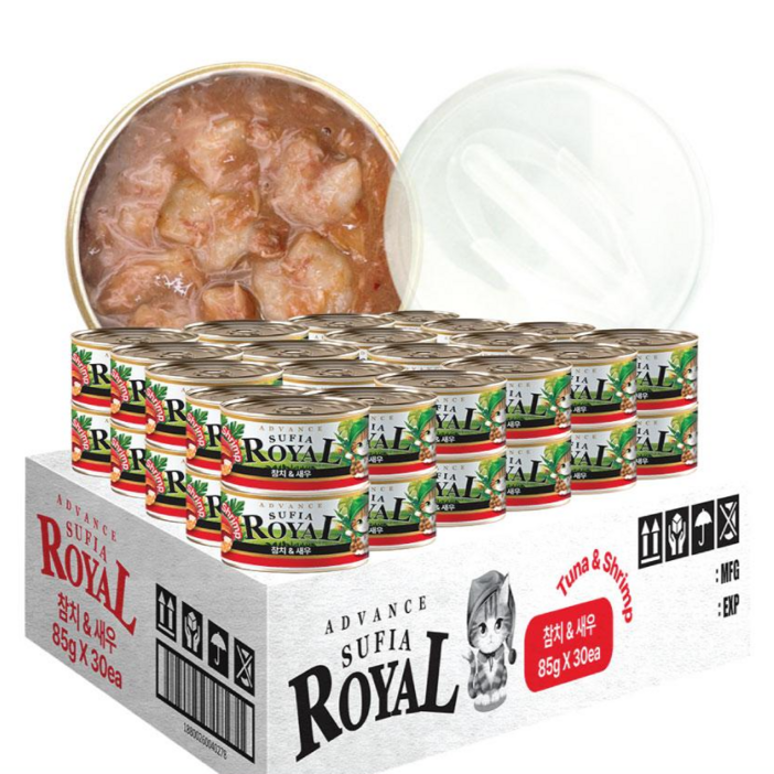 어드밴스 로얄 수피아 7종 85g x 90개입 고양이 캔 길냥이 통조림 간식, 90개, 85g, 수피아 참치새우