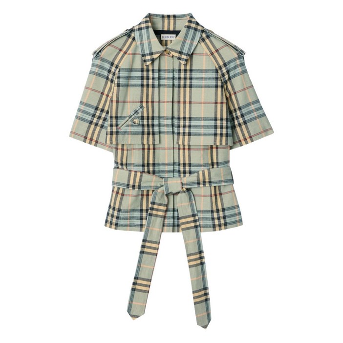 버버리 체크 벨트 트렌치셔츠