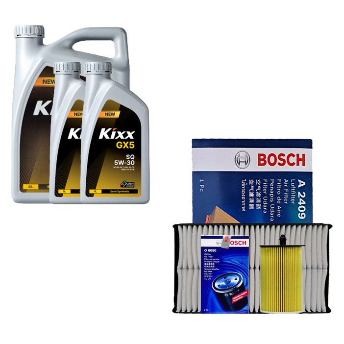 그랜저HG 3.0 가솔린 킥스 GX5 5W30 6L 엔진오일 필터 세트 0050-2409