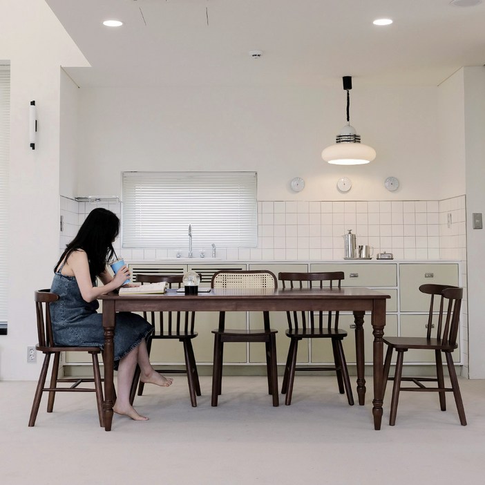 코콜라 월넛 천연 원목 직사각형 식탁 테이블 3size