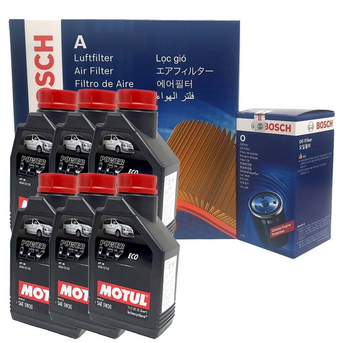 보쉬 G4 렉스턴 스포츠칸 롱데크 2.2 e-Xdi 2.2e-Xdi 4WD 엔진오일 교환 셋트 필터 + 모튤 O0075+A3021+5W30 LCV 6L 디젤