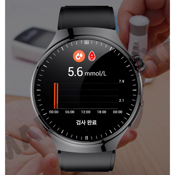 한국어 무채혈 무통 혈당 측정 스마트 워치 혈당측정기 시계 자가치료 심박수 혈압 심전도 수면패턴