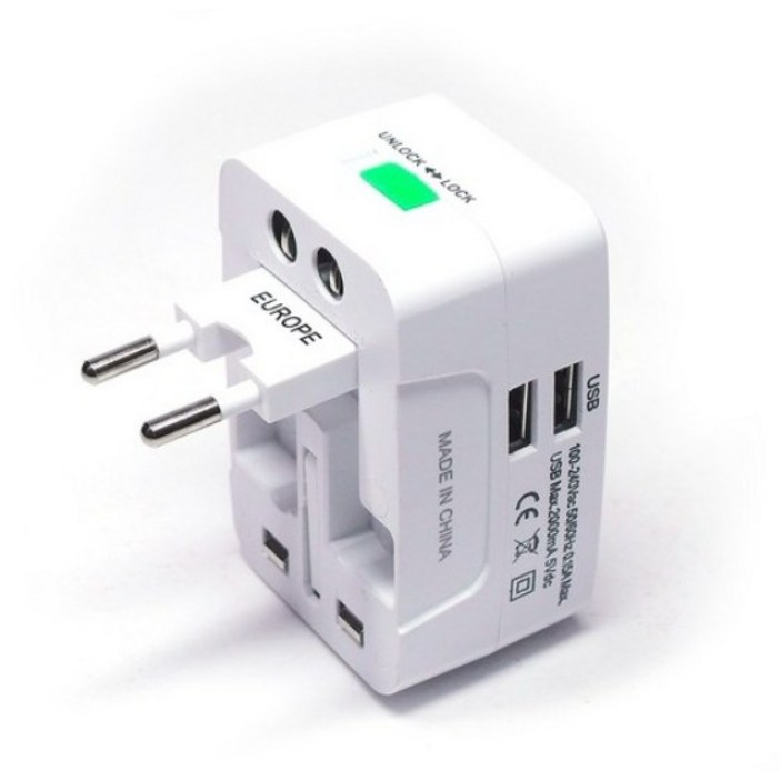 전세계 여행용 어댑터 USB 2포트 해외여행 멀티 플러그 콘센트 아답터