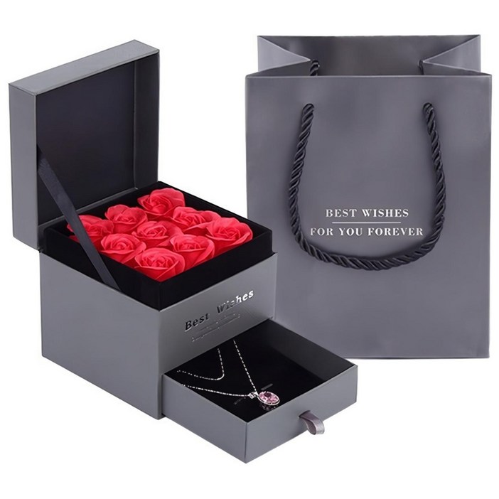 시들지 않는꽃 서랍형 조화 용돈박스+쇼핑백세트