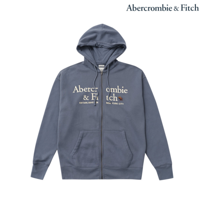 A&FITCH 아베크롬비 그래픽 후드 집업 GRAY BLUE