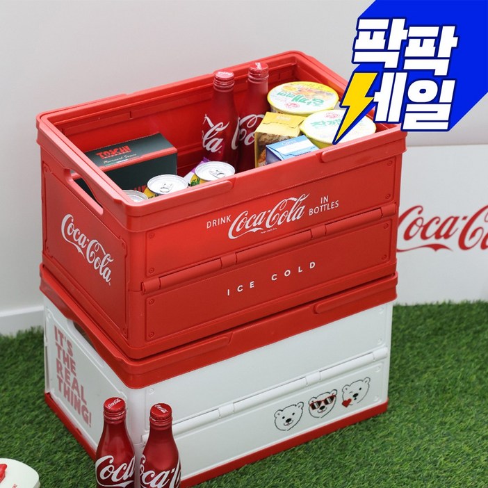 코카콜라 공식인증 상품 캠핑용 폴딩박스 화이트/레드, 1개, 1단, COCO-CC25R(레드)