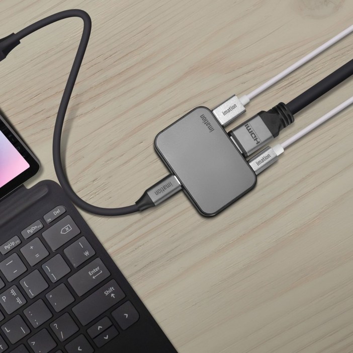 이메이션 3in1 케이블 분리형 USB-C 3포트 멀티포트 허브, HDMI 4K 60Hz 지원, 덱스지원, 아이폰미러링 IMHU100, 1개