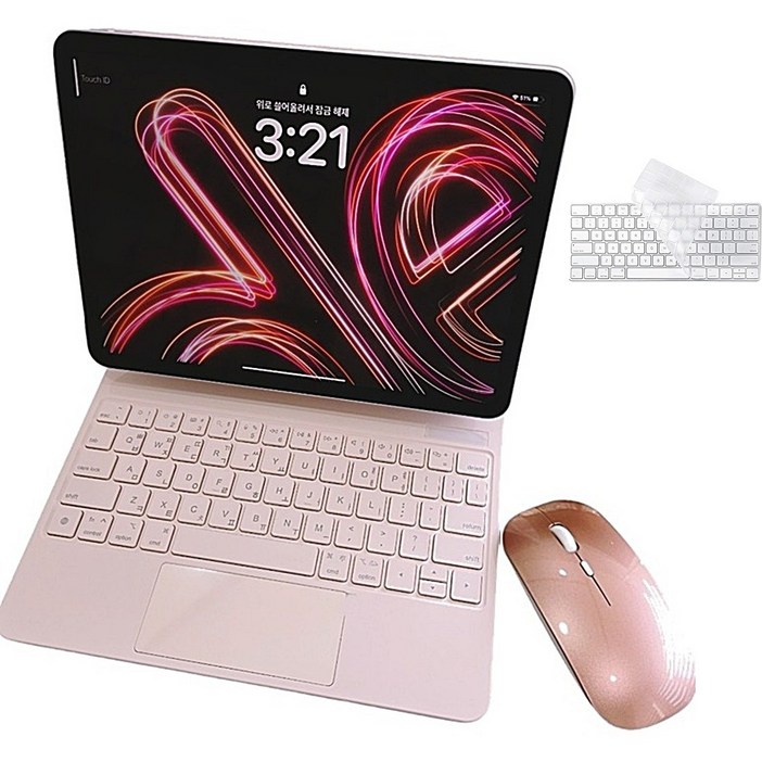 eABANG 아이패드 호환 한글 매직키보드 Air 456 M2 M3Pro11Pro12.9Air 13, Pro 11인치에어 456세대, 핑크, 인체공학