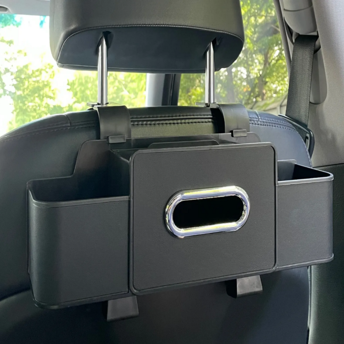 앨리템 차량용 뒷자석 헤드레스트 멀티 수납함, 블랙, 1개