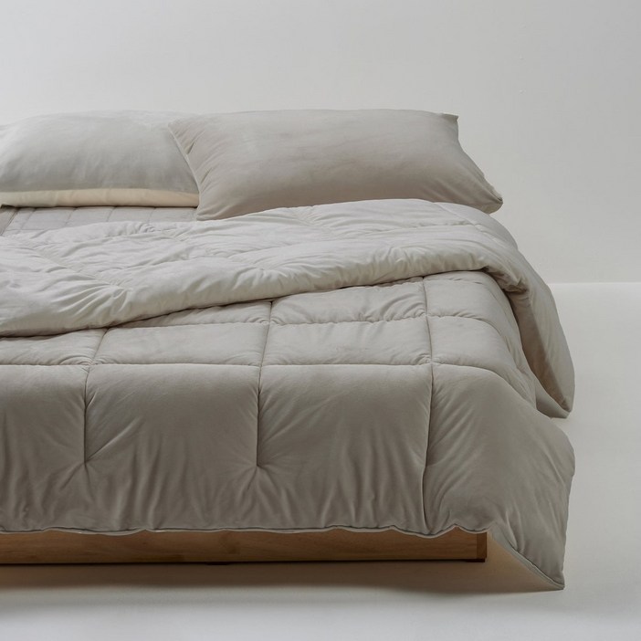 JAJU 밍크 플리스 배색 차렵이불 SS 베이지 433064