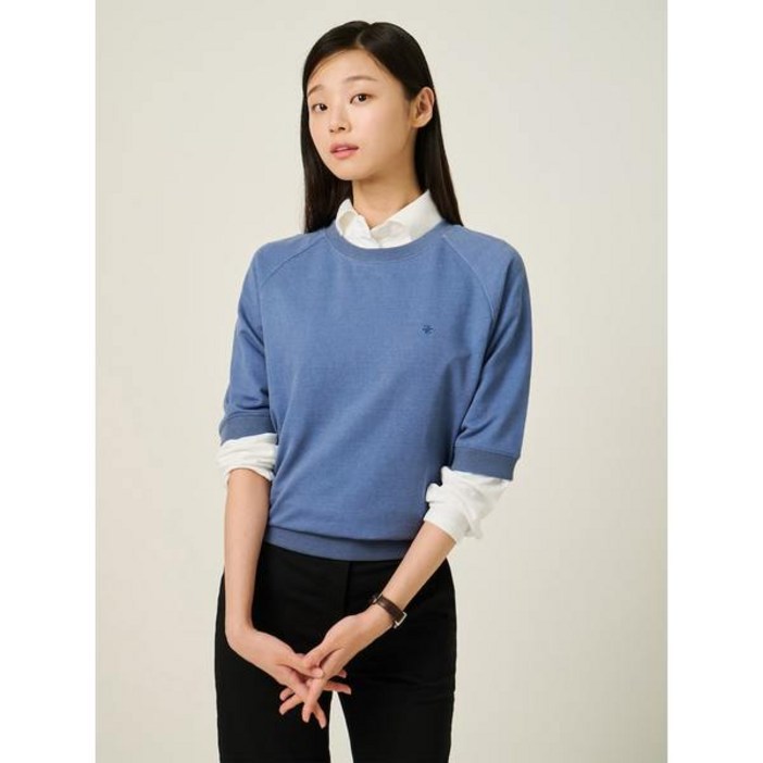 ❲백화점출고❳ 빈폴레이디스 여름 반팔 티셔츠 25FW 피그먼트 반소매 스웨트 셔츠  블루 BF5742C04P 데일리